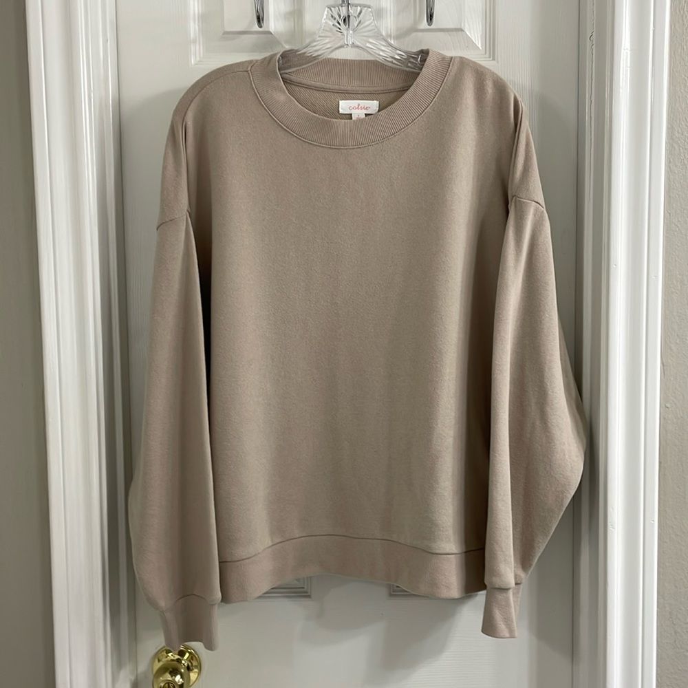 Colsie Tan Oversized Sweatshirt LoungeWear Size S